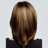 Orta uzun düz kahverengi karışım renk sentetik saç moda peruklar yüksek temper fiber