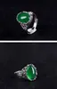 YHAMNI Original New Fashion Ring Silver 925 Jewelry Big Natural Green Gem Chalcedony Stone Adjustable Rings For Women ZR206