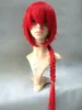 Haute qualité Anime Ranma 1/2 Saotome Ranma perruques rouge noir résistant à la chaleur cheveux synthétiques longue tressée Cosplay perruque + bonnet de perruque