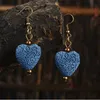 Boucles d'oreilles en pierre de lave naturelle, cœur coloré, 8 Options, bricolage, aromathérapie, diffuseur d'huile essentielle, boucles d'oreilles, accessoires de robe, bijoux