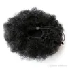 Afro Kinky Curly Human Hair Drawstring Ponytail för Kvinnor Curly Brazilian Virgin Hair Clip 100% Naturlig Hår Ponny Tail Extension