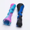 Mini Colorful Silicone Hand Pipe With Glass Tube Horn Fda Herb Smoking Pipes Cigarette Filter Tobacco Hand Tool 545