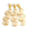 Wholesale 613 1B/613 Straight Body Wave Blonde Human Hair Bundles Peruvian Brazilian Malaysian Virgin Blonde Hair Weaves Free Shipping