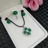 Presentes calcedônia Pendant Clover Pendant anel brincos de ágata cloasma S925 Silver Crisântemo Crisântemo Mulheres