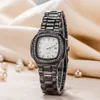 Haute qualité femmes montre robe montres de mode or Rose en acier inoxydable cadran noir diamant montres à Quartz horloge cadeaux 260Z