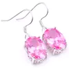 LuckyShine mode femmes boucle d'oreille rose Kunzite gemmes ovale Cz Zircon 925 cadeau de mariage boucle d'oreille breloques 6 paire