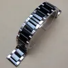 18mm 20mm 21mm 22mm 24mm métal poli noir Bracelet de montre en acier inoxydable Bracelet de montre hommes Bracelet en argent remplacement solide Lin293D