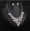 Женская партия Свадебные украшения наборы Элегантный серебро / позолоченный перлы Faux Кристалл воротник ожерелье серьги