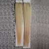 Bande dans les extensions de cheveux humains 10-24 "extensions de cheveux de bande blonde 200g 80pcs extensions de cheveux de bande de trame de peau