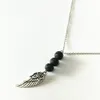 Svart lava stenpärla ängel vinge halsband aromaterapi eterisk olja parfym diffusor halsband smycken för kvinnor
