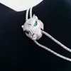 Designer Leopard Anhänger Halskette Bling Zirkonia Silber Schmuck 2019 Neue Mode Tier Charme Halsketten Für Frauen