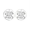 100 Stück Antik-Silber „I Love You to the Moon and Back“-Charms-Anhänger, 25 mm, 247 l