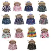 Baby pojke tjejer förtjockning blommig outwear dinosaur bil blomma tryck ner kappa barn vinter kläder boutique hooded jacka 14 färger c5407