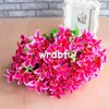 Fake Mini Lily Bunch (10 stems/piece) Simulation Lilies with Green Leaf for Wedding Home Showcase Decorative Artificial Flowers