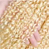 Blond brésilien crépus bouclés vierges armure de cheveux humains Bundles 200G 2PCS blonds brésiliens bouclés vierges armure de cheveux