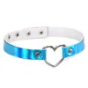 Rainbow Love Heart Charm PU Leather Choker Necklace Collar Necklaces for Women girls nightclub Fashion Jewelry Gift