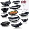 Melamine Servies Dinerbord Black Frost Baarvormig Bord Restaurant Hotel Wineshop Melamine Schotel A5 Melamine Servies