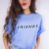 Offre spéciale 21 Styles mode lettre amis impression à manches courtes femmes T-shirt mélange de coton dames t-shirt hauts