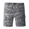 Imprimir Estilo de Verão Casual Mens Camuflagem Pockets Bolsos Calções Homens de Cotton Trabalho Exército Verde Marca Vertical Shorts