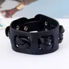 Retro Punk Unisex Lederen Gevlochten Manchet Bracelet Wide Bangle Polsband Zwart en Bruin Verstelbare Sieraden Geschenken voor Mens Womens Groothandel