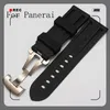 Top-Quality Waterproof Rubber Silicone Strap 24mm 26mm black Men's Watchbands For Pam111 With original Logo Butterfly Buckle
