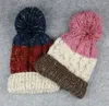 patchwork couleur épaisse laine casquette femmes beanie crâne casquettes laine chapeau femmes loisirs tricoté casquette skateboard sports de plein air chapeaux neige cap