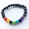 Pedra vulcânica lava preto 7 pulseira de chakra, pulseira de pedra natural de pedra, cura Reiki oração equilíbrio Buda beads pulseira