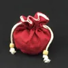 Sac simple coton lin Petit seau de Noël Drawstring Sacs cadeaux pour bijoux Sacs d'emballage à fond rond poche avec 10pcs / lot doublé