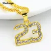 Uodesign doré Bling numéro 23 étoiles strass colliers hommes femmes Hip Hop collier pendentifs à breloque Rock bijoux cadeau pour hommes