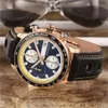 Montre de luxe pour homme, chronomètre à quartz, chronographe, en acier inoxydable, bracelet en cuir, cp212807