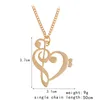 Collana con ciondolo a forma di nota musicale a forma di cuore vuoto minimalista semplice moda gioielli musicali oro argento regalo speciale