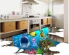 Pavimento murale carta da parati HD 3D mondo oceano squalo pavimento dipinto pavimento in vinile bagno
