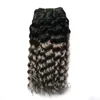 Fasci di tessuto per capelli grigi 100 tessuto per capelli umani capelli brasiliani argento Ombre fasci ricci crespi 1 pz8071917