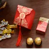 Chińskie cukierki ślubne czerwone podwójne szczęście kwadrat Kraft Kraft Hi Word Flossom Blossom Drukuj czekoladowa torba imprezowa wystrój prezentu JC06995238