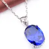 Novel Luckyshine 5 Sets Delicate Ellipse Fire Blue Topaz Cubic Zirconia 925 Silver Pendants Necklaces Earrings Gift Wedding Jewelr253Z