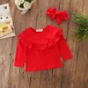 2017 Brand New Toddler Infant Kids Baby Girl Solid T-shirt Topy Denim Jeans Spodnie 3 sztuk Zestawy Moda Ubrania Jesień Outfit 2-7T