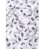 500 PCs Misturados Números de Acrílico Branco Spacer Beads 7mm Rodada Craved Números Beads Para Fazer Jóias Frete Grátis