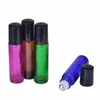 10ml mode tom färgstark påfyllningsbar parfymrulle på flaskan Praktisk glasupplagningsflaska med metallrulle LX2482