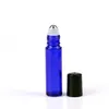 10ml 1 / 3oz Roll on Glass Bottles 블루 향기 에센셜 오일 향수 금속 롤러 볼 아로마 테라피 병 LX1154