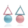Fashion Triangle Ball Geometry Shape Stud Earrings White Pink Blue Earrings for Women Girls Jewelry Whole SKU35533638024
