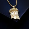 Religiös Jesus Piece Charm Pendant Kristus halsband med handenhet runt CZ Stone rostfritt stål guld hiphop smycken9526669