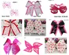 10 Styl Dostępne! Mamusi Girls 7 "Duży Rak piersi Świadomość Hair Bow Derce Bow Hair Tie Ponytail Holder Dla kobiet Cheerleader 20szt /