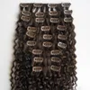 人間の髪の伸びの中の9ピース4b 4cの変態巻きクリップフルヘッドセット100％人間の天然髪のクリップインブラジルレミーヘア100g