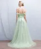 Une ligne Pageant robes de soirée femmes vert clair hors épaule robe de mariée occasion spéciale bal demoiselle d'honneur robe de soirée 17LF277
