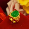 Wholesale 24K gold plated ring men's long-standing yellow brass gold-plated sand gold ornaments agate ring