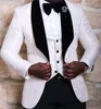 (Jas + Broek + Vest + Tie) Custom Made Nieuwste Sjaal Revers Bruidegom Tuxedos Groomsmen Beste Man Pak Mens Bruiloft Pakken Bruidegom T01