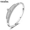 Vecalon femme couronne Bracelet pavé réglage 5A Zircon Cz or blanc rempli Bracelet de mariage pour les femmes mariée mère bijoux