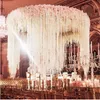 زهرة الحرير الاصطناعي الأبيض راتان أوركيد وستر الكروم 39 بوصة طولها لدائم زخرفة زفاف زفاف زخرفة.