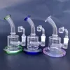 6 tums glas bongs hookahs inline PERC 5 mm Tjockt vattenrör 14mm Kvinna Joint Oil Dab Mini Rigs 4mm Quartz Bangle Bong med skål