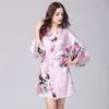 Stylish Rayon Female Mini Nightdress Hot Sexig femärmningspyjama för kvinnor Summer Floral Print Home Wear